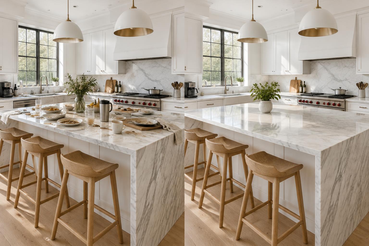 Spotless white kitchen after a deep clean — Call the Cleaners